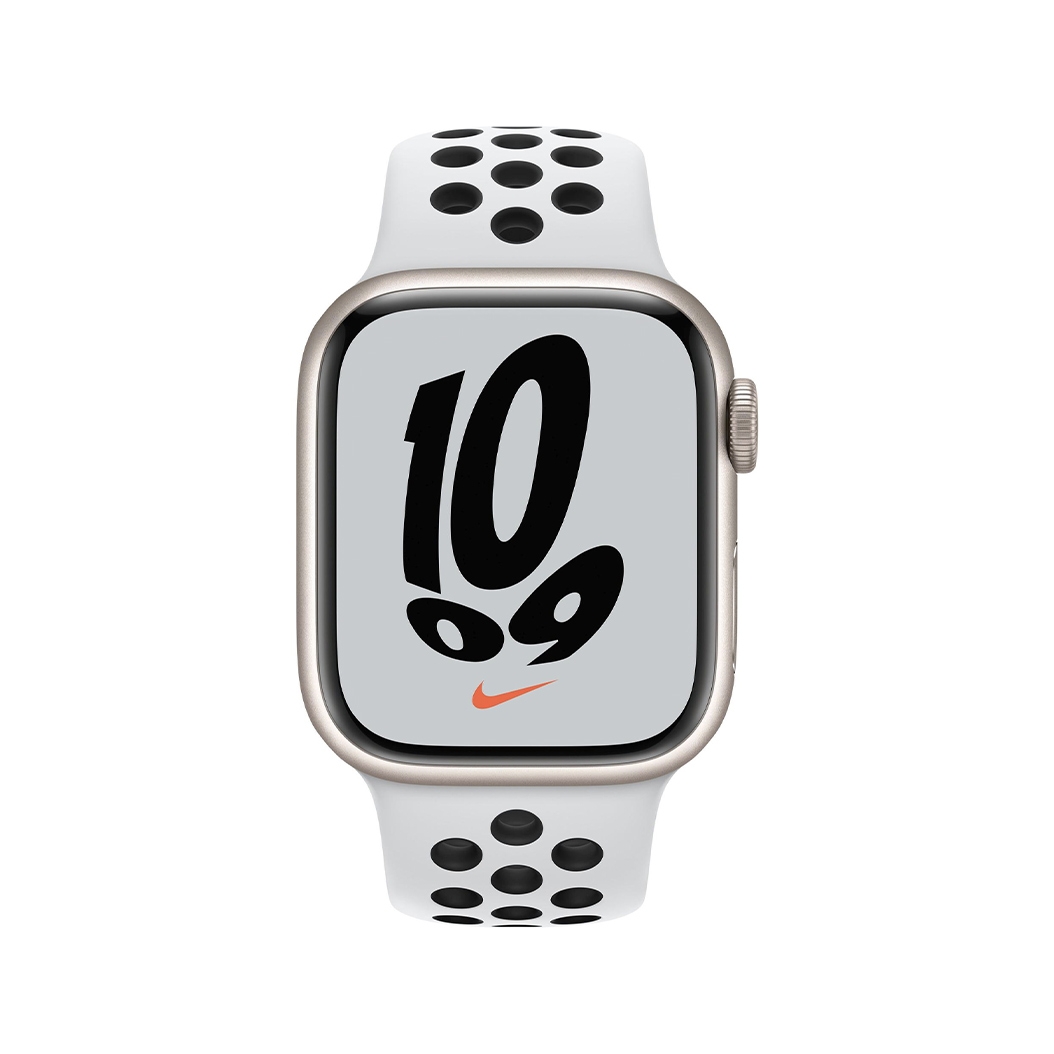 Смарт-часы Apple Watch Series 7 Nike+ 41mm Starlight Aluminium Case with Pure Platinum Black Nike Sport Band UA - цена, характеристики, отзывы, рассрочка, фото 2