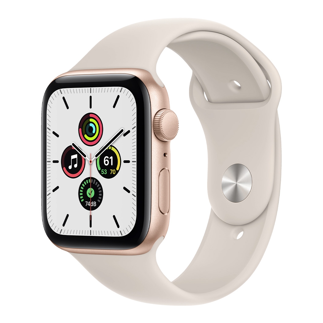 Смарт-часы Apple Watch SE 44mm Gold Aluminum Case with Starlight Sport Band UA - цена, характеристики, отзывы, рассрочка, фото 1