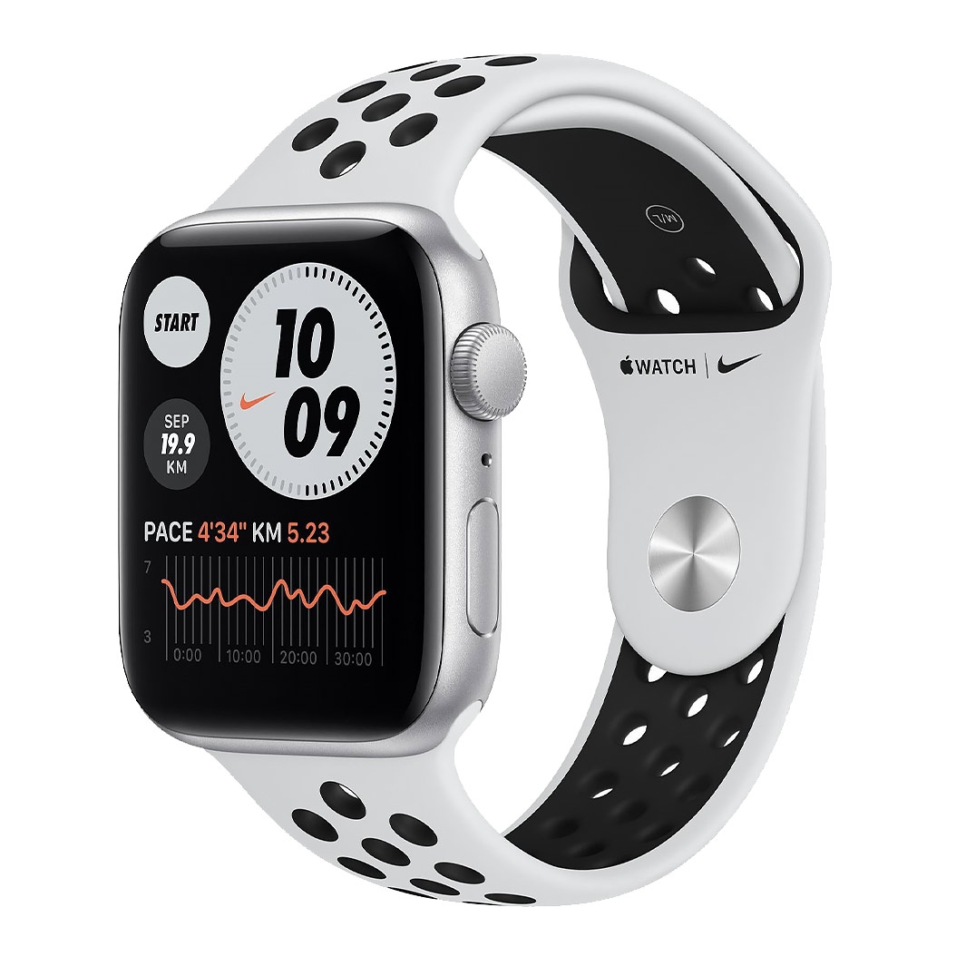 Смарт-годинник Apple Watch SE Nike+ 44mm Silver Aluminum Case with Pure Platinum/Black Sport Band UA - ціна, характеристики, відгуки, розстрочка, фото 1