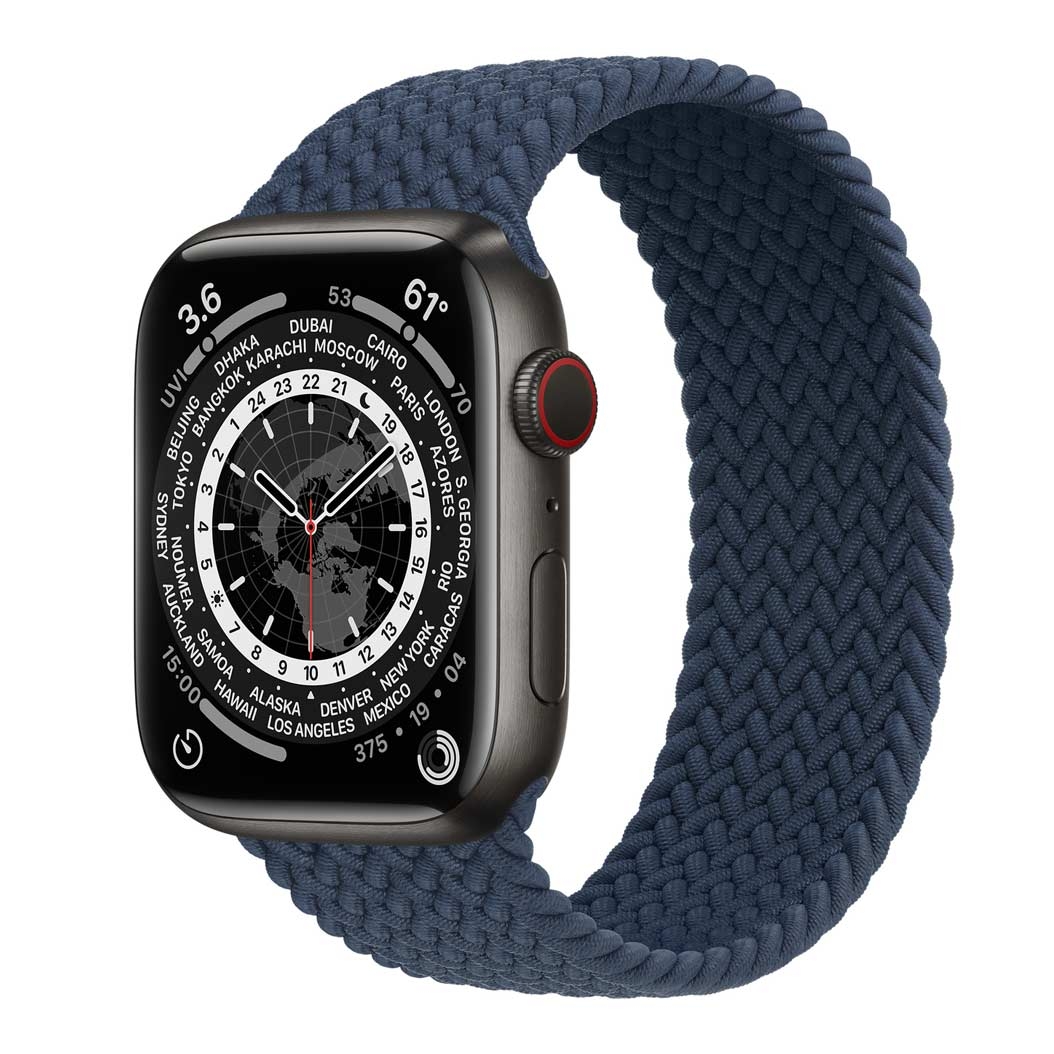 Смарт-годинник Apple Watch Series 7 + LTE 45mm Space Black Titanium with Abyss Blue Braided Loop