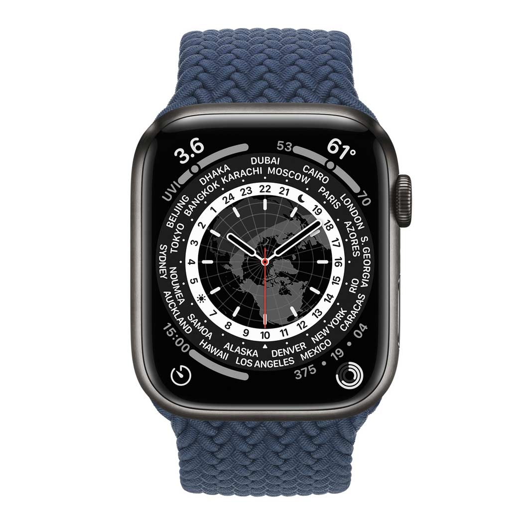 Смарт-годинник Apple Watch Series 7 + LTE 45mm Space Black Titanium with Abyss Blue Braided Loop