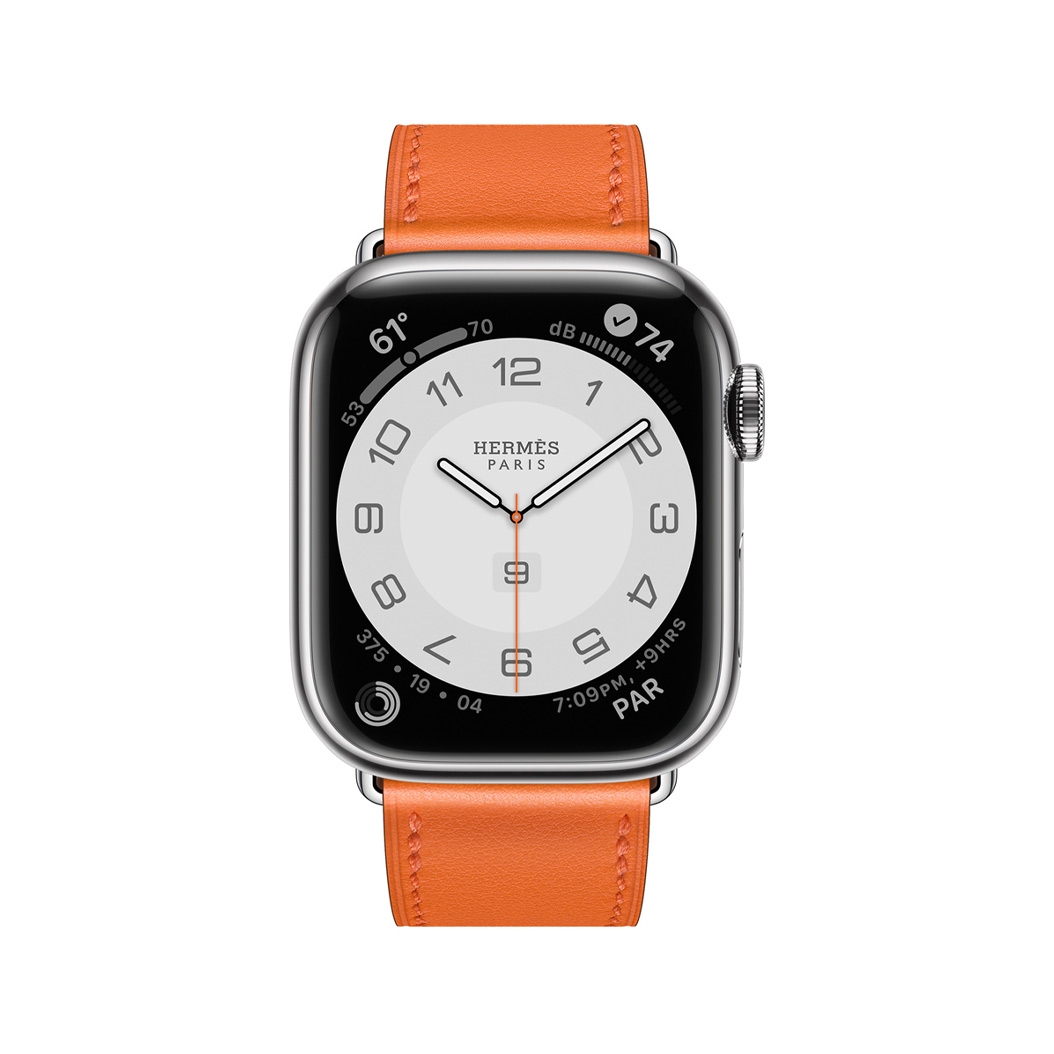 Смарт-часы Apple Watch Hermes Series 7 + LTE 41mm Silver Stainless Steel with Orange Swift Leather Single Tour