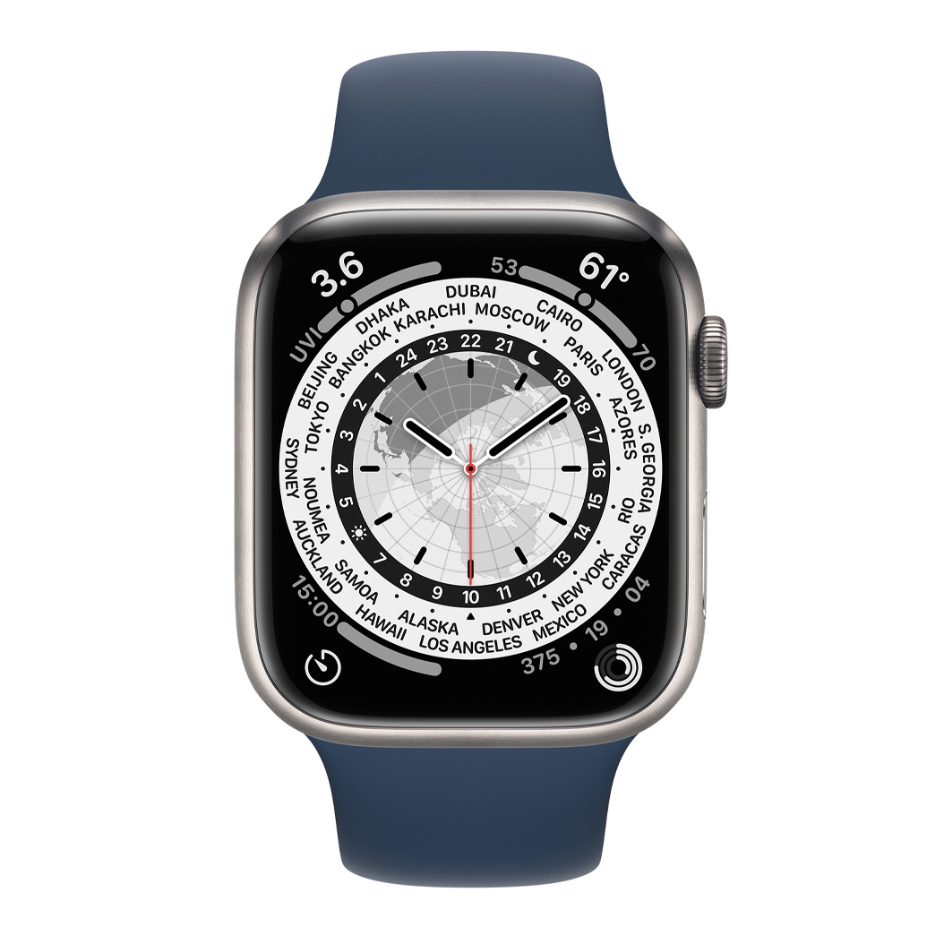 Смарт-часы Apple Watch Series 7 + LTE 45mm Silver Titanium with Abyss Blue Sport Band