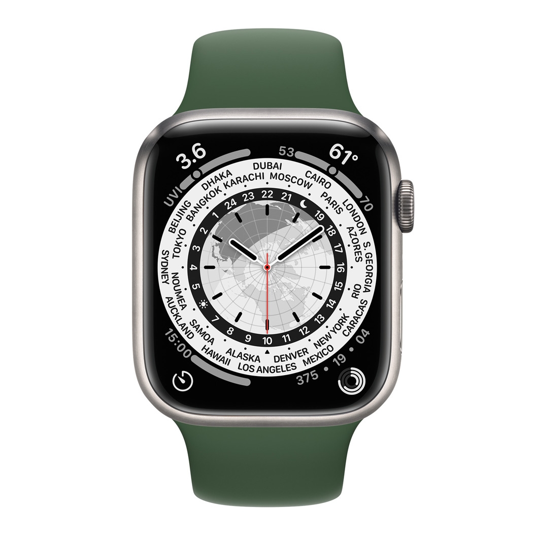 Смарт-годинник Apple Watch Series 7 + LTE 45mm Silver Titanium with Clover Sport Band