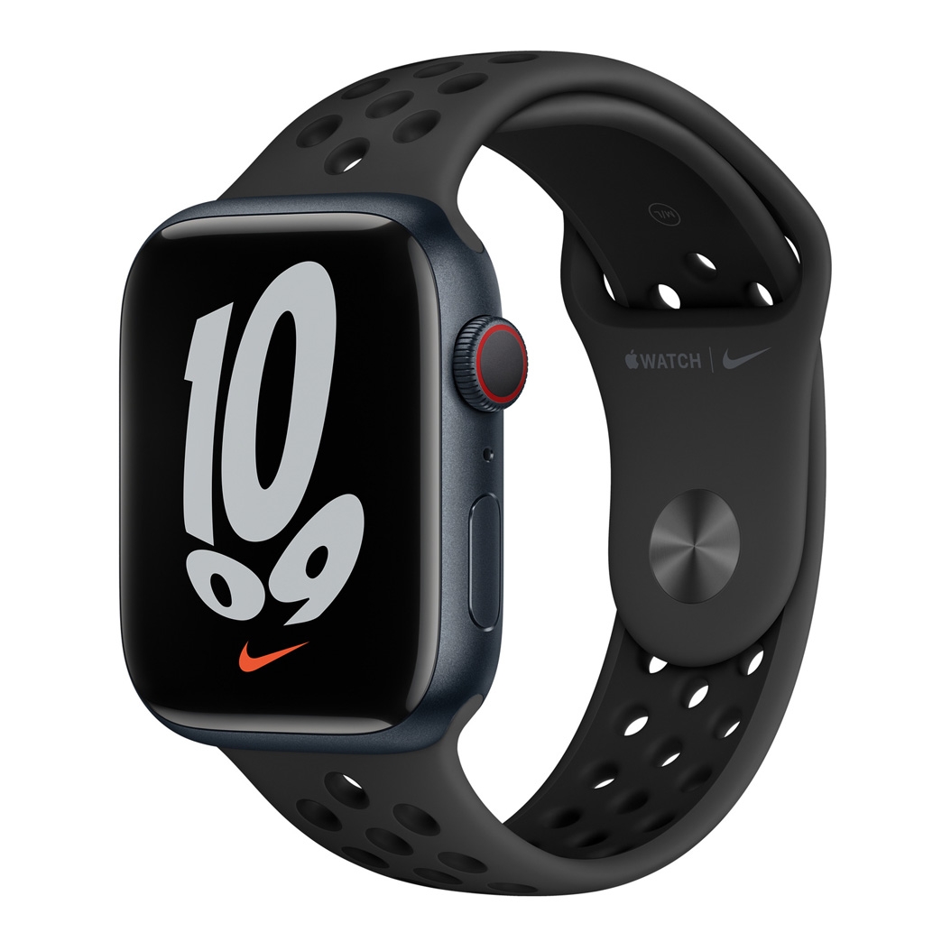 Смарт-часы Apple Watch Series 7 Nike+ LTE 45mm Midnight Aluminum Case with Anthracite/Black Nike Sport Band - цена, характеристики, отзывы, рассрочка, фото 1