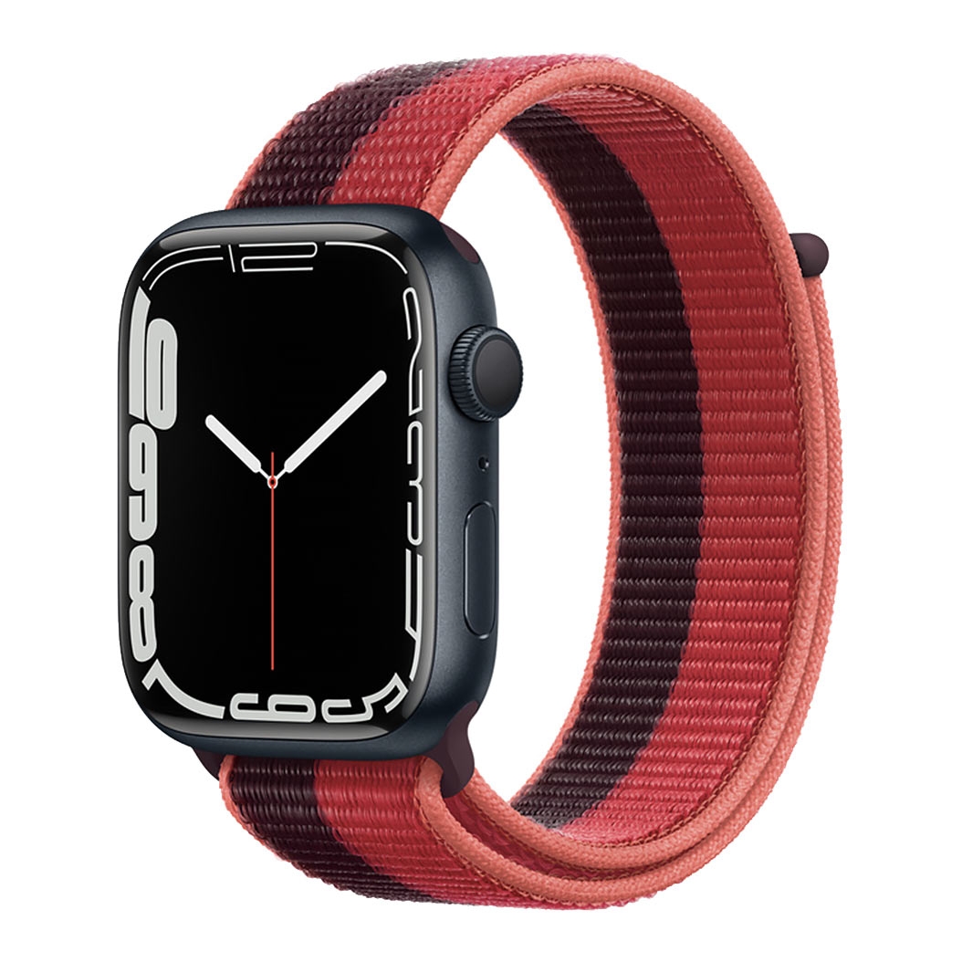 Смарт-годинник Apple Watch Series 7 45mm Midnight Aluminum Case with (PRODUCT)RED Sport Loop