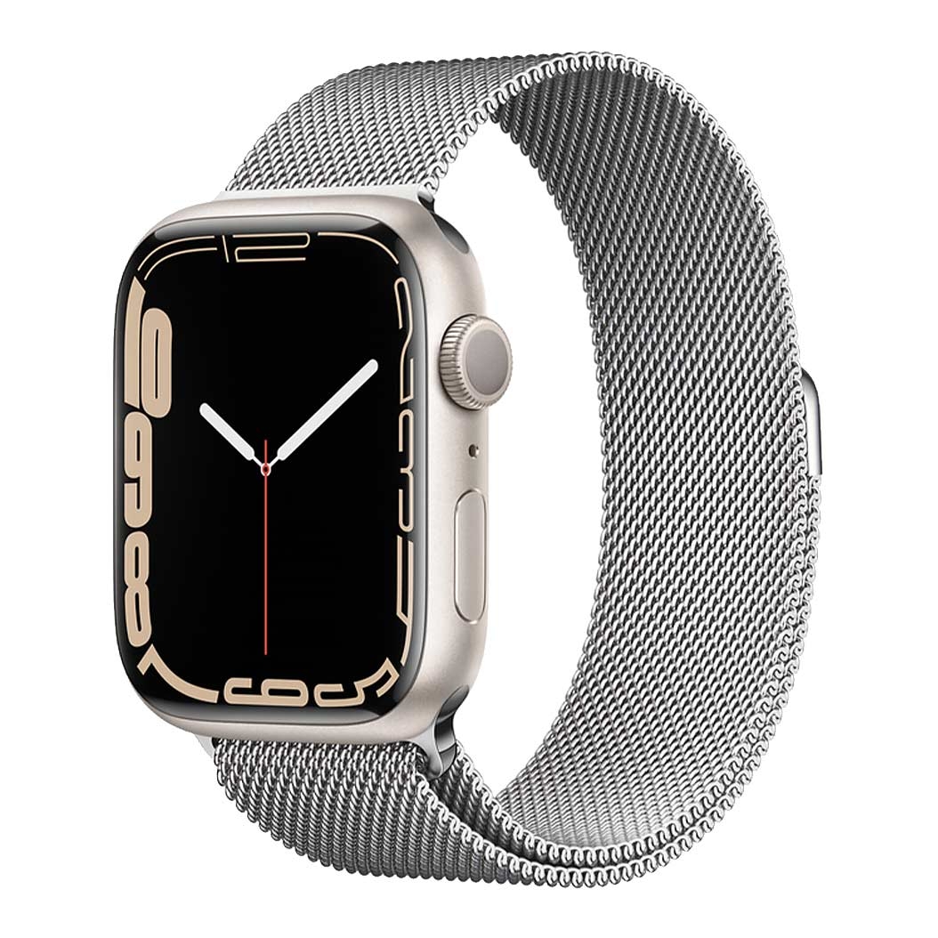 Смарт-годинник Apple Watch Series 7 45mm Starlight Aluminum Case with Silver Milanese Loop