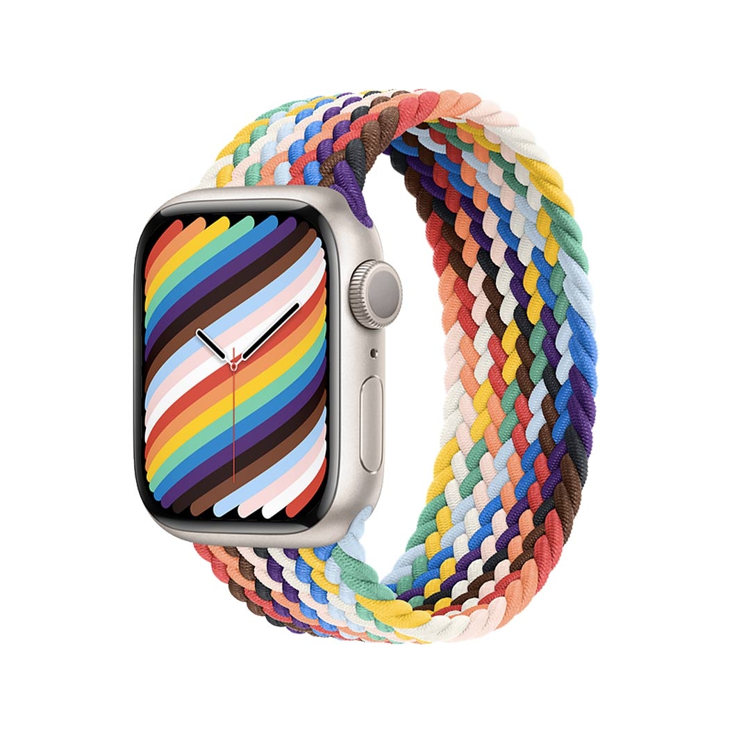 Смарт-часы Apple Watch Series 7 41mm Starlight Aluminum Case with Pride Edition Braided Solo Loop Size 5 - цена, характеристики, отзывы, рассрочка, фото 1