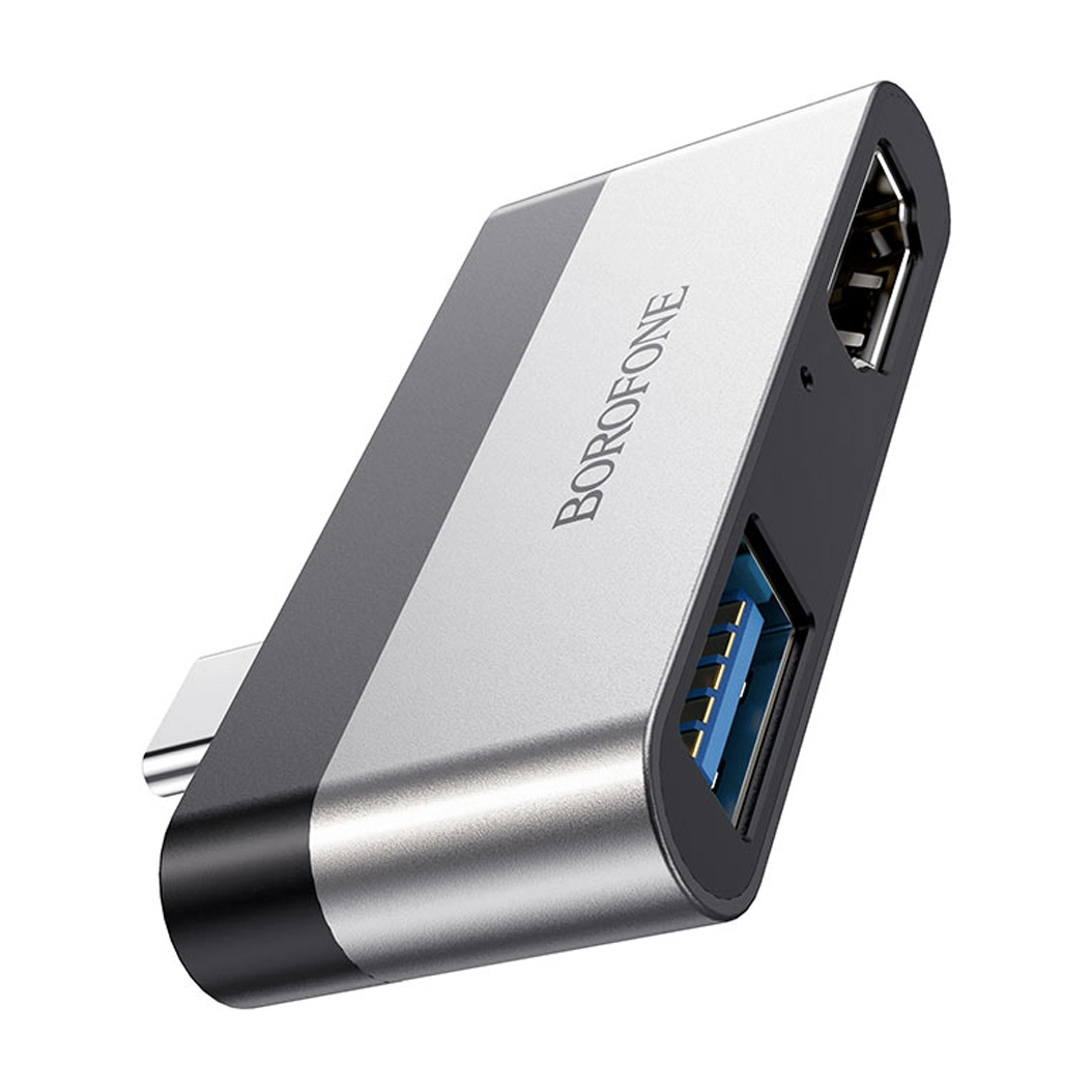 USB-хаб Borofone DH1 Type-C to HDMI+USB 3.0 Space Grey - цена, характеристики, отзывы, рассрочка, фото 1