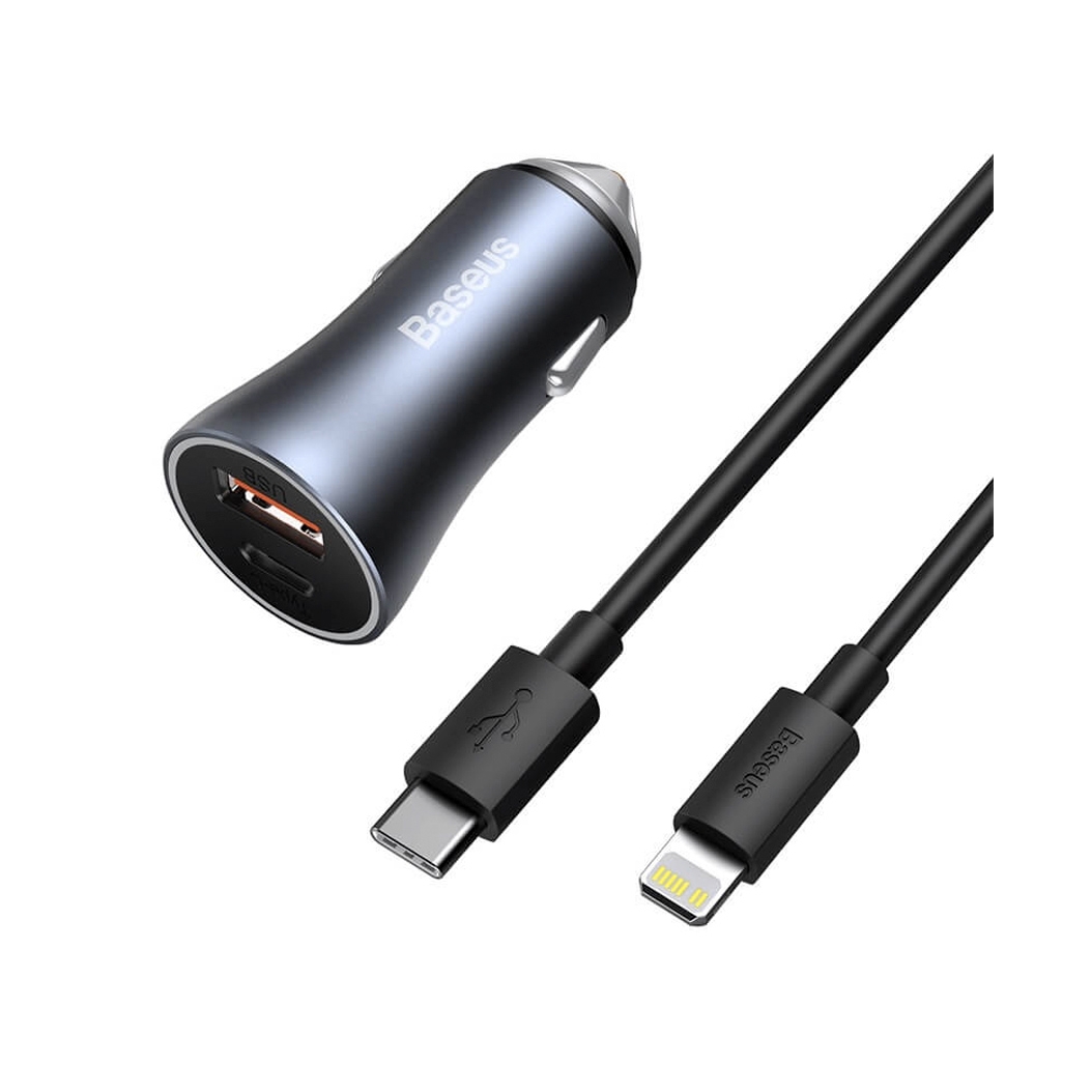 Автомобільний зарядний пристрій Baseus Golden Contactor Pro 40W Charger with USB to Type-C Cable Grey - ціна, характеристики, відгуки, розстрочка, фото 2