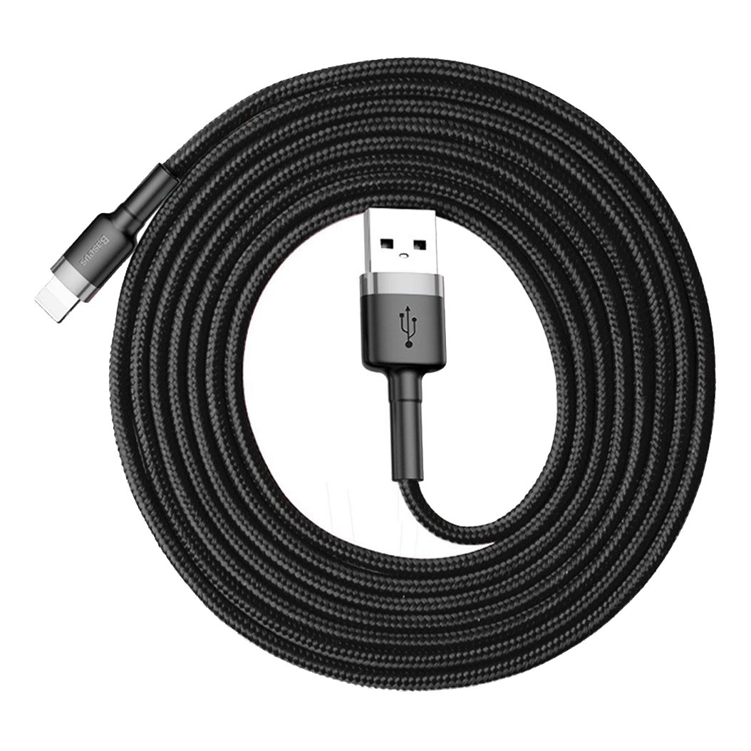 Кабель Baseus Cafule Lightning to USB Cable 2m Gray/Black - ціна, характеристики, відгуки, розстрочка, фото 1