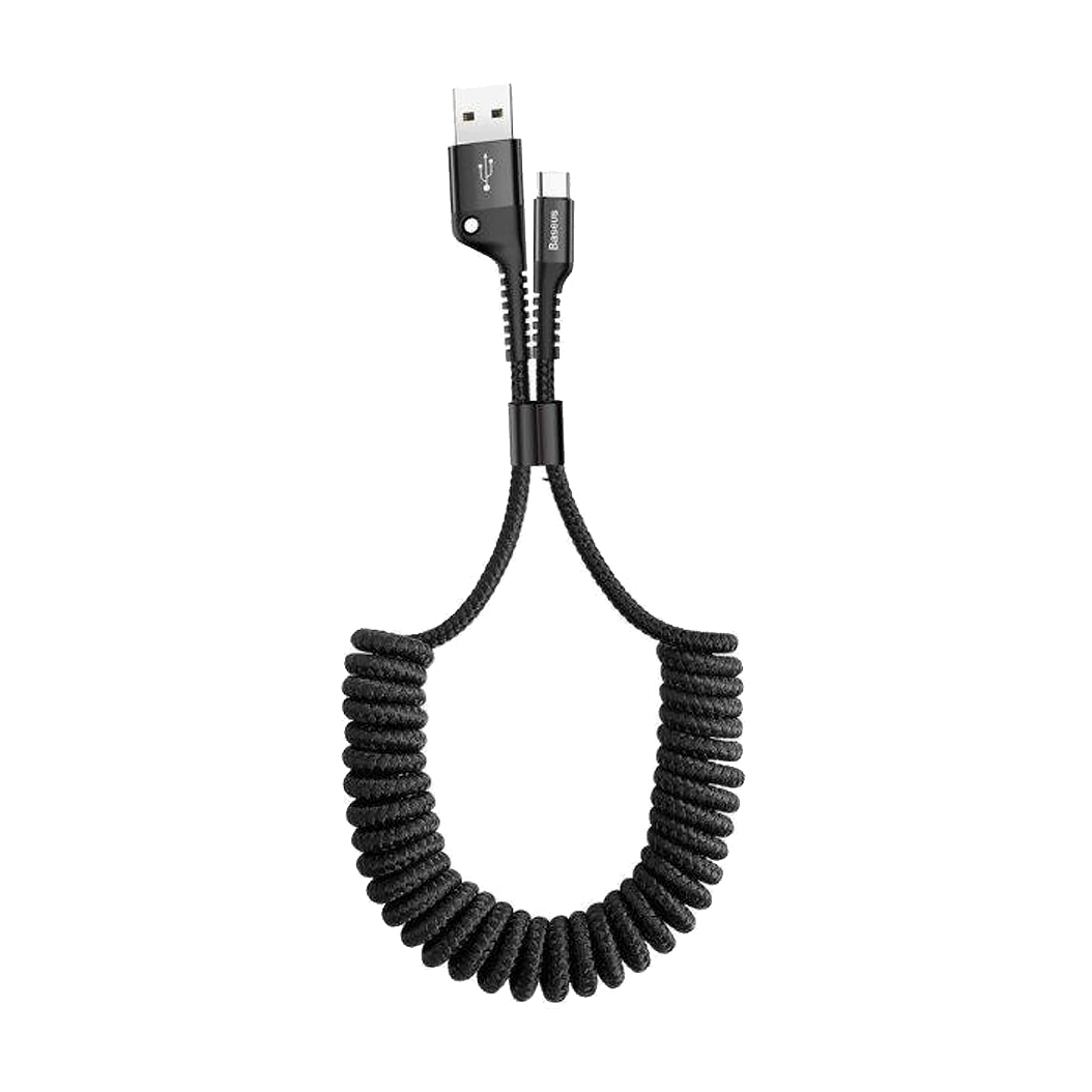 Кабель Baseus Fish Eye Spring Type-C to USB Cable 1m Black - ціна, характеристики, відгуки, розстрочка, фото 1
