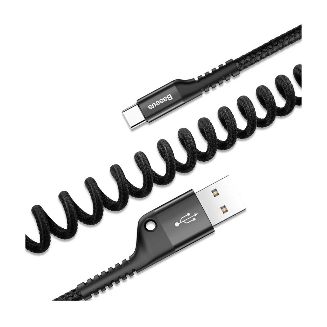 Кабель Baseus Fish Eye Spring Type-C to USB Cable 1m Black - ціна, характеристики, відгуки, розстрочка, фото 2