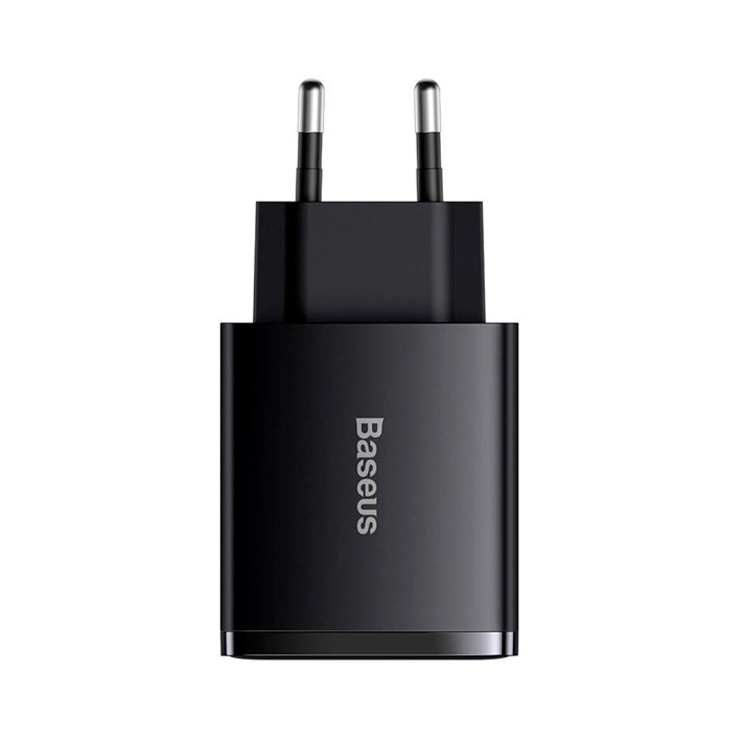 Сетевое зарядное устройство Baseus Compact Quick Charger EU 30W (2 USB+1TypeC) Black - цена, характеристики, отзывы, рассрочка, фото 1