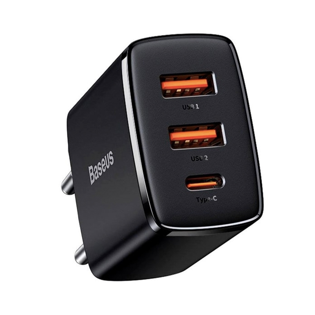 Сетевое зарядное устройство Baseus Compact Quick Charger EU 30W (2 USB+1TypeC) Black - цена, характеристики, отзывы, рассрочка, фото 2