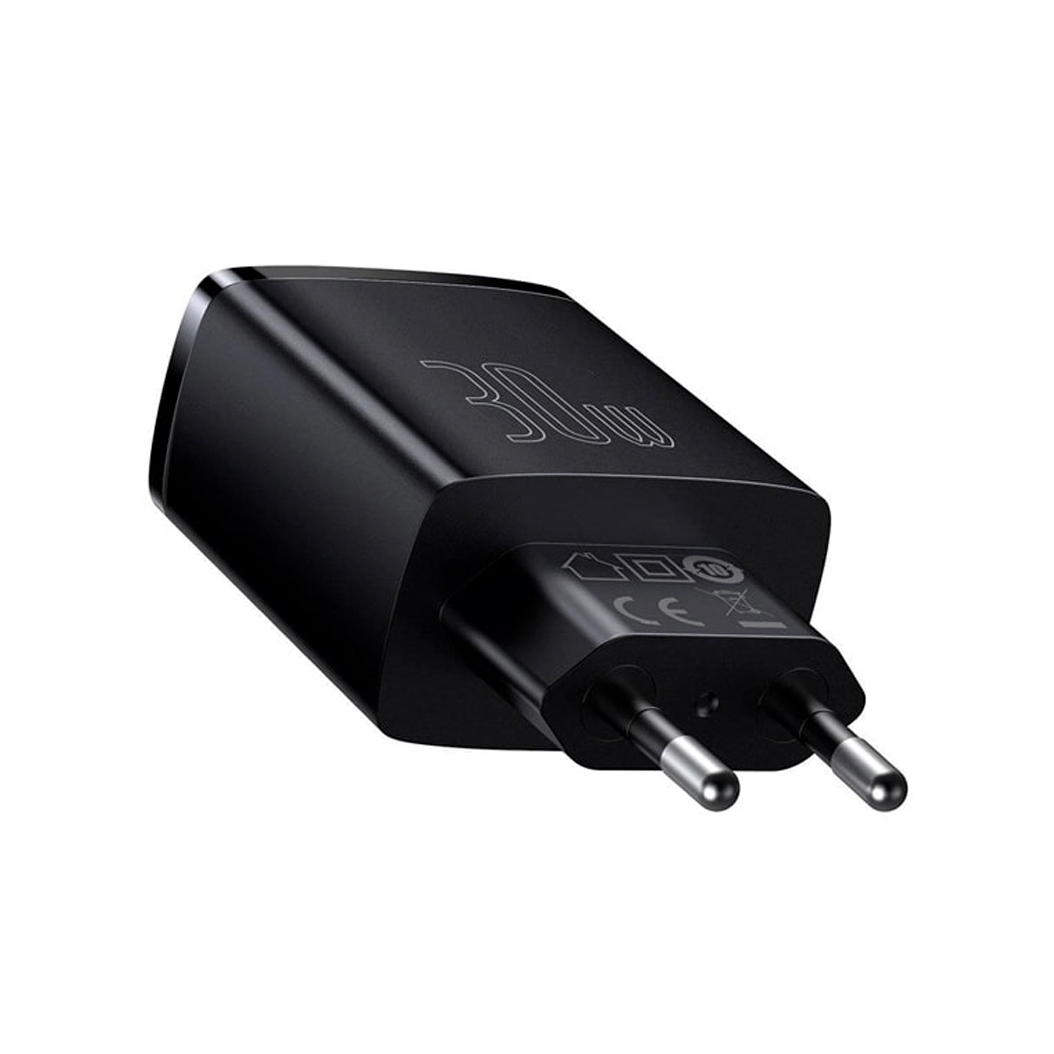 Сетевое зарядное устройство Baseus Compact Quick Charger EU 30W (2 USB+1TypeC) Black - цена, характеристики, отзывы, рассрочка, фото 3