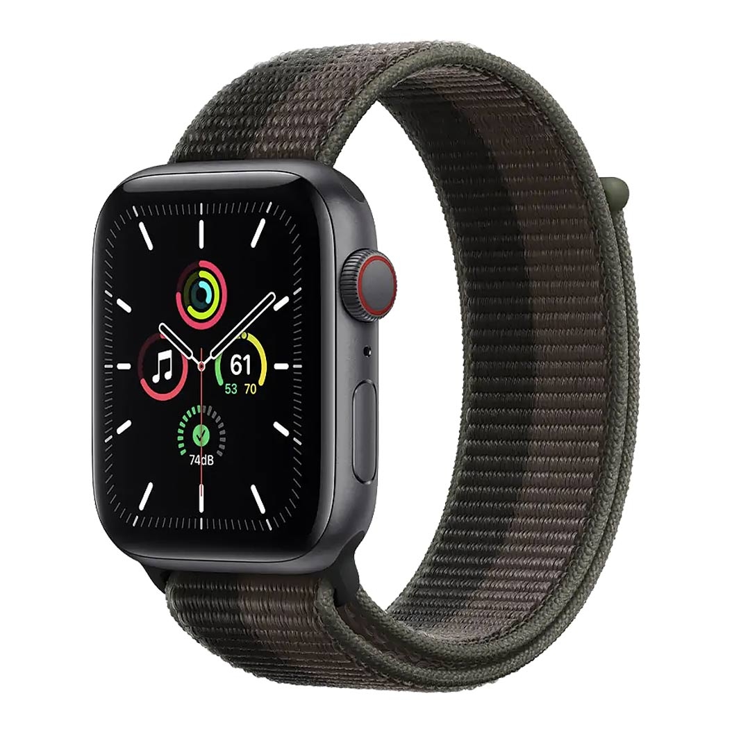 Смарт-годинник Apple Watch SE + LTE 44mm Space Gray Aluminum Case with Tornado/Gray Sport Loop - ціна, характеристики, відгуки, розстрочка, фото 1