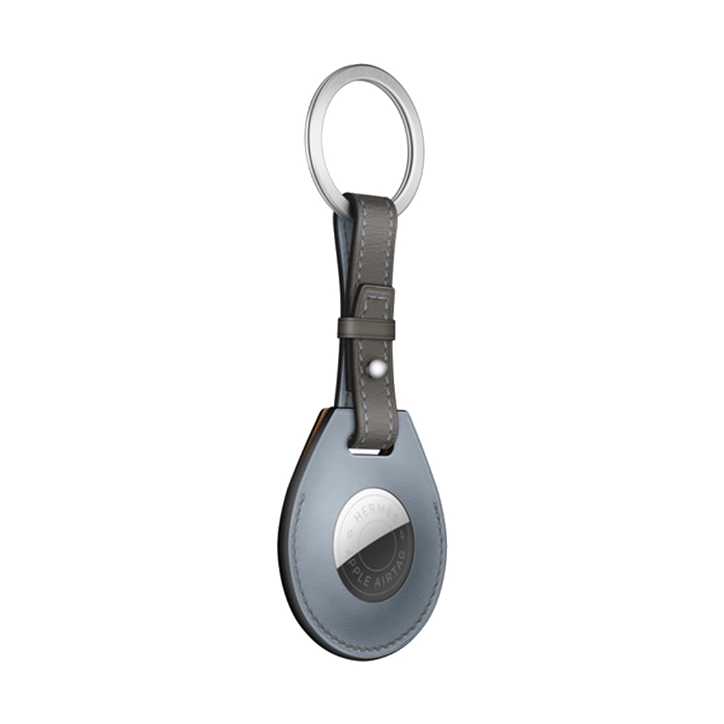 Шкіряний брелок із кільцем Apple Hermes Key Ring Bleu Lin with AirTag - ціна, характеристики, відгуки, розстрочка, фото 2
