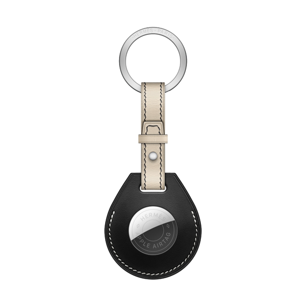 Кожанный брелок с кольцом Apple Hermes Key Ring Noir with AirTag - цена, характеристики, отзывы, рассрочка, фото 1