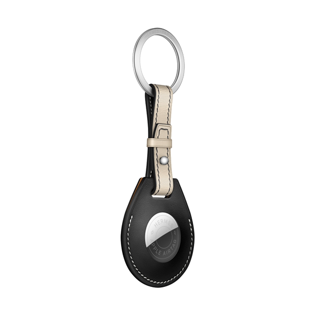 Кожанный брелок с кольцом Apple Hermes Key Ring Noir with AirTag - цена, характеристики, отзывы, рассрочка, фото 2