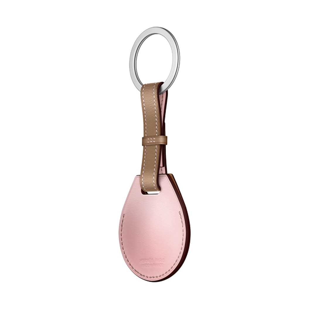 Шкіряний брелок із кільцем Apple Hermes Key Ring Rose Sakura with AirTag - ціна, характеристики, відгуки, розстрочка, фото 3