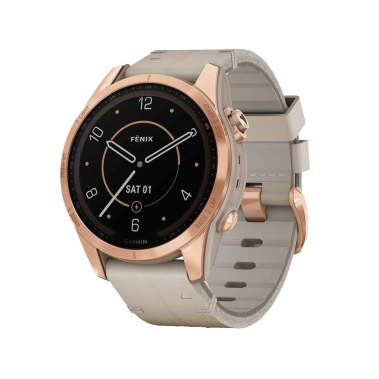 Спортивные часы Garmin Fenix 7S Sapphire Solar Rose Gold Titanium with Limestone Leather Band - цена, характеристики, отзывы, рассрочка, фото 1