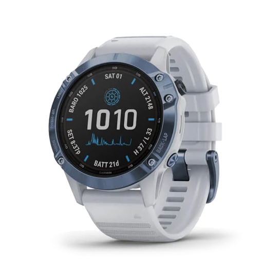 Спортивные часы Garmin Fenix 6 Pro Solar Edition Mineral Blue with Whitestone Band - цена, характеристики, отзывы, рассрочка, фото 1