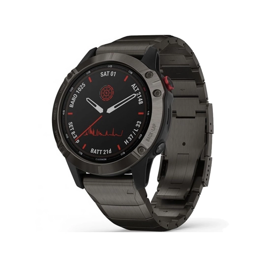Спортивные часы Garmin Fenix 6 Pro Solar Edition Titanium Carbon Gray DLC With Titanium DLC Band