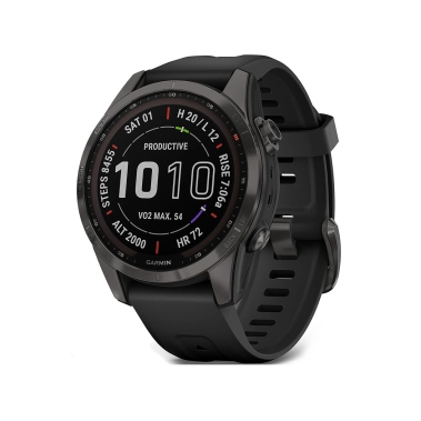 Спортивные часы Garmin Fenix 7S Sapphire Solar Carbon Gray DLC with Black Band - цена, характеристики, отзывы, рассрочка, фото 1