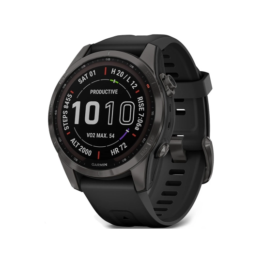 Спортивные часы Garmin Fenix 7S Sapphire Solar Carbon Gray DLC with Black Band