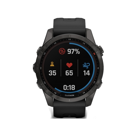 Спортивний годинник Garmin Fenix 7S Sapphire Solar Carbon Gray DLC with Black Band - ціна, характеристики, відгуки, розстрочка, фото 2