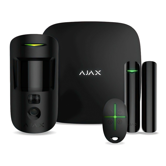 Комплект бездротової сигналізації Ajax StarterKit Cam Black - ціна, характеристики, відгуки, розстрочка, фото 1