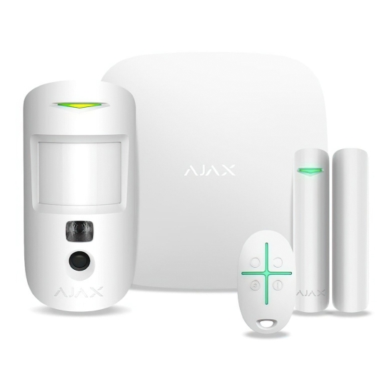 Комплект бездротової сигналізації Ajax StarterKit Cam White - ціна, характеристики, відгуки, розстрочка, фото 1