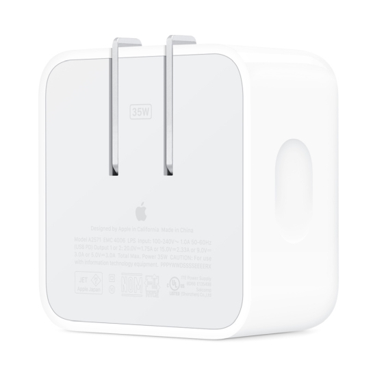 Мережевий зарядний пристрій Apple 35W Dual USB-C Port Compact Power Adapter - ціна, характеристики, відгуки, розстрочка, фото 4