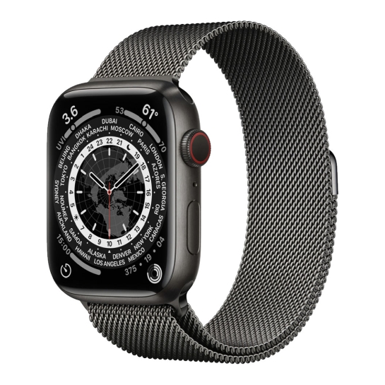 Смарт-часы Apple Watch Series 7 + LTE 45mm Space Black Titanium with Graphite Milane Loop - цена, характеристики, отзывы, рассрочка, фото 1