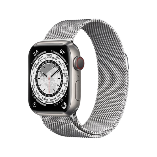 Смарт-часы Apple Watch Series 7 + LTE 41mm Silver Titanium with Silver Milane Loop - цена, характеристики, отзывы, рассрочка, фото 1