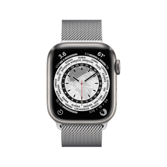 Смарт-годинник Apple Watch Series 7 + LTE 41mm Silver Titanium with Silver Milane Loop - ціна, характеристики, відгуки, розстрочка, фото 2