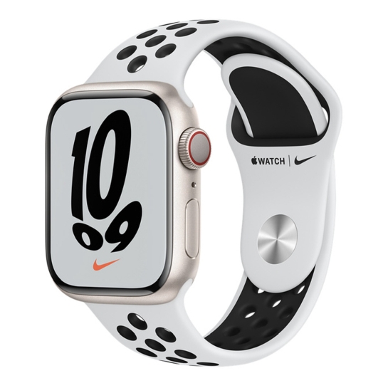 Смарт-часы Apple Watch Series 7 Nike+ LTE 45mm Starlight Aluminum Case with Pure Platinum/Black Nike Sport Band - цена, характеристики, отзывы, рассрочка, фото 1