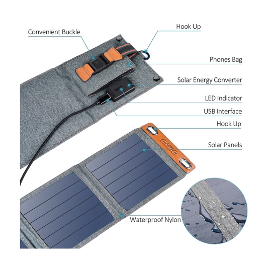 Сонячний зарядний пристрій Choetech 14W Foldable Solar Сharger Panels - ціна, характеристики, відгуки, розстрочка, фото 3