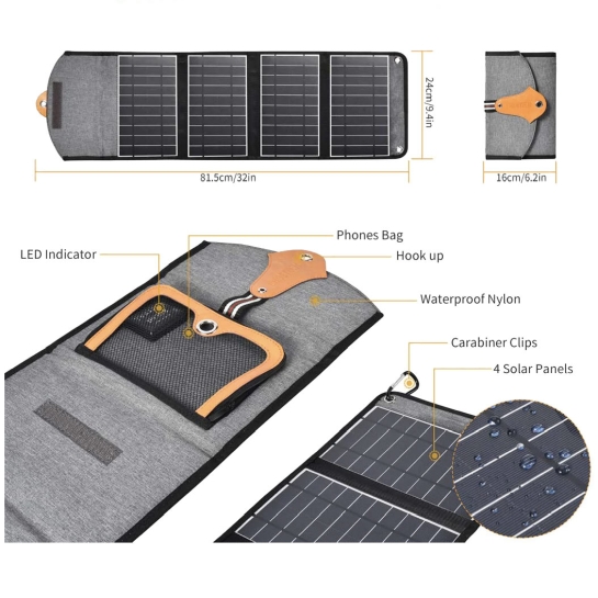 Солнечное зарядное устройство Choetech 22W Foldable Solar Сharger Panels - цена, характеристики, отзывы, рассрочка, фото 2