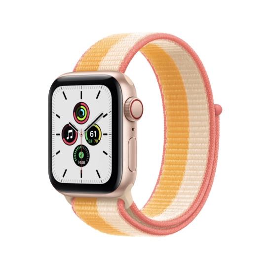 Смарт-годинник Apple Watch SE + LTE 40mm Gold Aluminium with Maize/White Sport Loop - ціна, характеристики, відгуки, розстрочка, фото 1