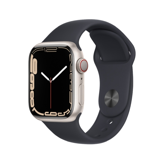 Смарт-годинник Apple Watch Series 7 + LTE 41mm Starlight Aluminum Case with Midnight Sport Band - ціна, характеристики, відгуки, розстрочка, фото 1