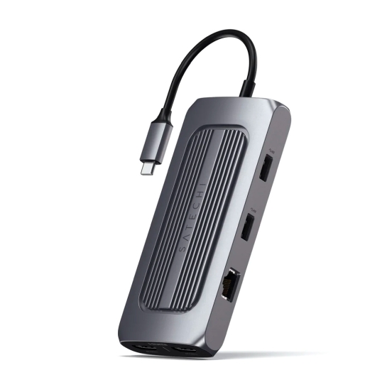 USB-хаб Satechi Aluminum USB-C Multi-Port MX Adapter Space Gray - ціна, характеристики, відгуки, розстрочка, фото 1