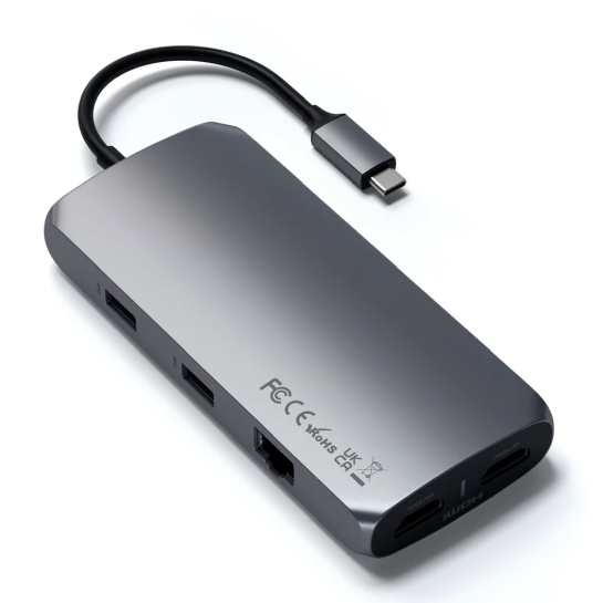 USB-хаб Satechi Aluminum USB-C Multi-Port MX Adapter Space Gray - ціна, характеристики, відгуки, розстрочка, фото 2
