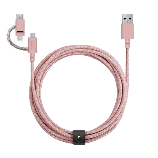 Кабель Native Union Belt Cable Universal Rose (2 m) - ціна, характеристики, відгуки, розстрочка, фото 1