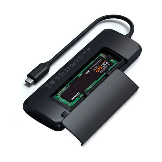 USB-хаб Satechi Aluminum Type-C Hybrid Multiport Adapter Black - цена, характеристики, отзывы, рассрочка, фото 2