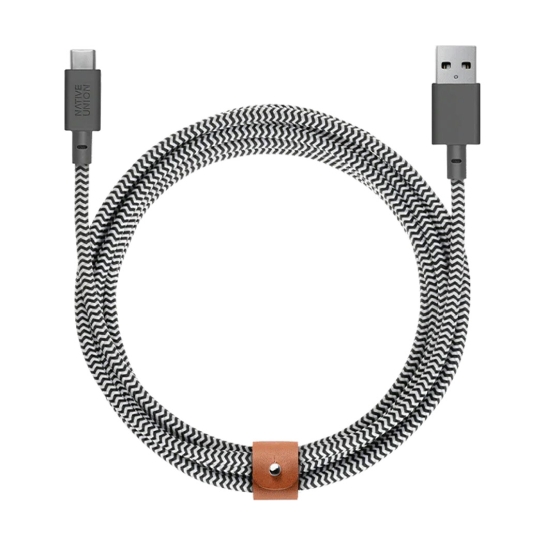 Кабель Native Union Belt Cable USB-A to USB-C Zebra (3 m) - ціна, характеристики, відгуки, розстрочка, фото 1