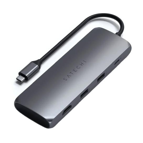 USB-хаб Satechi Aluminum Type-C Hybrid Multiport Adapter Space Gray - ціна, характеристики, відгуки, розстрочка, фото 1