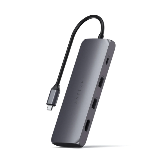 USB-хаб Satechi Aluminum Type-C Hybrid Multiport Adapter Space Gray - ціна, характеристики, відгуки, розстрочка, фото 3