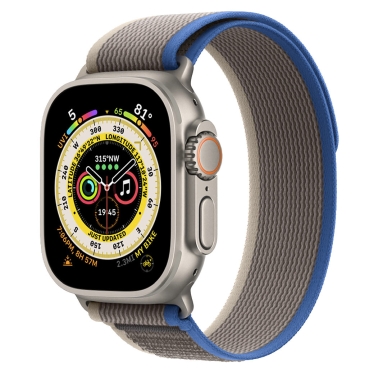 Apple Watch Ultra + LTE 49mm Titanium Case with M/L Size Blue/Gray Trail Loop